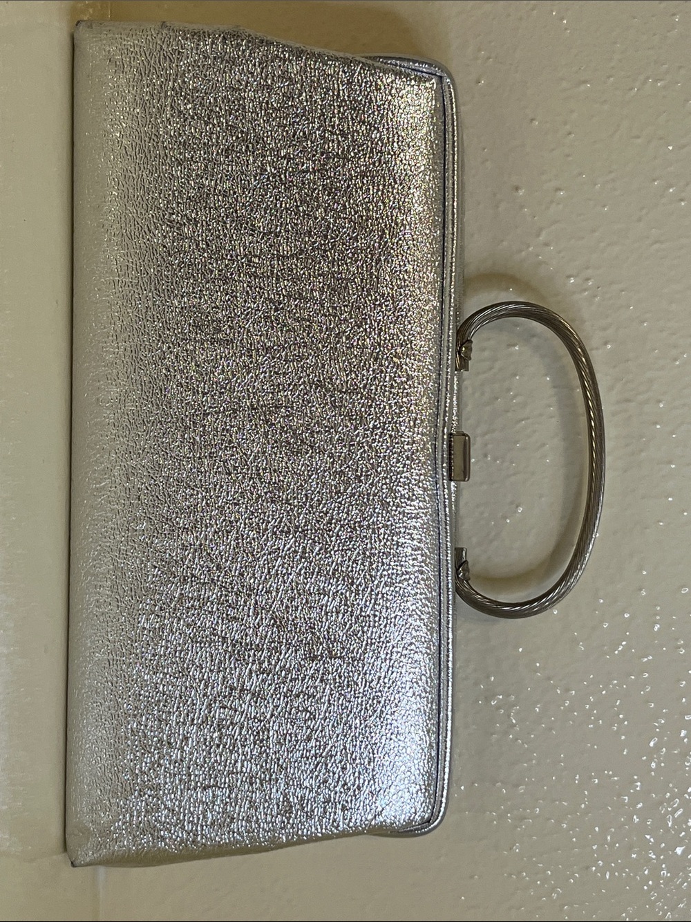 Vintage MCM Silver Metallic Clutch/Top Handle Evening Bag.